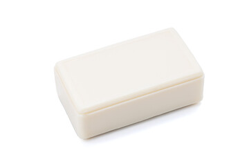 white soap bar isolated on white background. antibacterial soap brick cut out