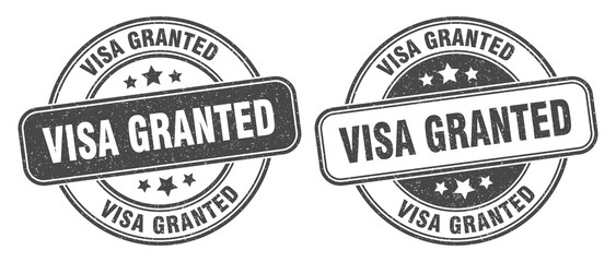 visa granted stamp. visa granted label. round grunge sign