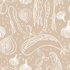 vector seamless vegetable pattern contour