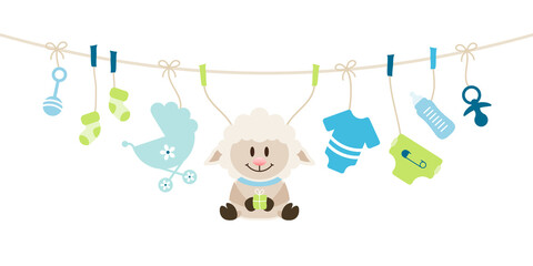 Schaf & Baby Icons Junge H&auml;ngend