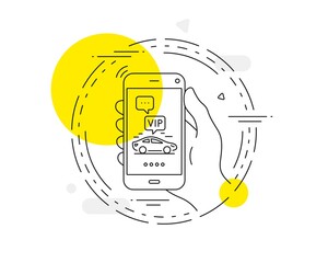 Vip transfer line icon. Mobile phone vector button. Very important person transport sign. Luxury taxi symbol. Vip transfer line icon. Abstract concept badge. Vector