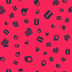 Set Dialogue with the doctor, Blood test and virus, Pills in blister pack and X-ray shots on seamless pattern. Vector.