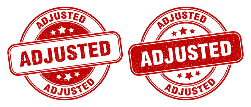 adjusted stamp. adjusted label. round grunge sign
