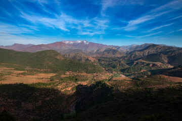 Scenic view of a valley at the Atlas Mountains in Morocco, North Africa