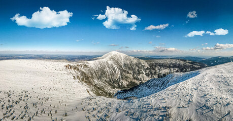 winter mountain landscape - the highest mountain Sněžka