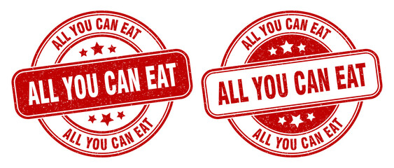 all you can eat stamp. all you can eat label. round grunge sign