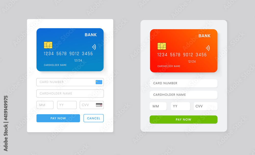Wall mural web site or phone app page with payment details ui design. ui, ux template for mobile application ve
