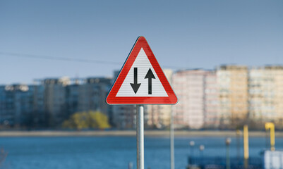 Traffic sign. Two way route for transportation.