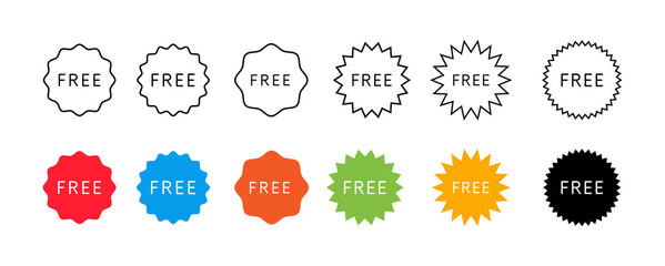 Set of Free vector icons. Gift label stickers collection.