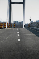 Traffic signs with orange and red colours used to deviate car traffic from a way to another