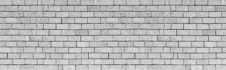 Panorama of Vintage white stone brick wall pattern and background seamless
