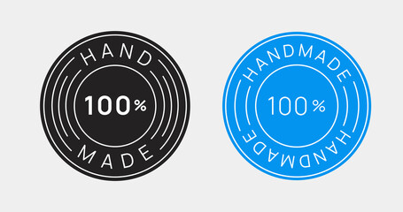 100 percent handmade emblem. Handcraft icon sign vector design.