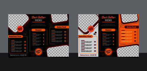 3-fold brochure template for a restaurant's food or drink menu