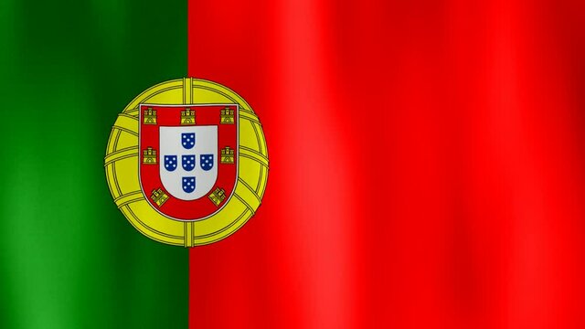 Portugal flag in motion fluttering in light breeze. Wind waves sway Portugal flag. Animated background for announcing events. Video