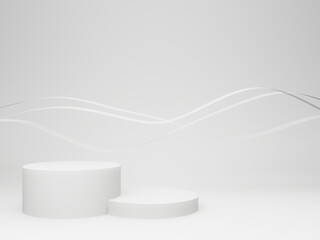 3D white podium with rippled background