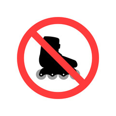 Icon prohibiting entry on rollers. Prohibitory symbol. Vector icon of no rollerskates. Vector illustration.
