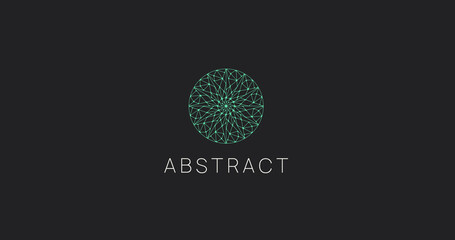 Abstract geometric data science logo icon. Polygonal logotype.