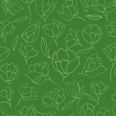 vector seamless pattern contour flowers