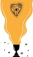 Hand drawn illustration of witches hand and tarot cards. Magic symbols. Flat and cartoon style. Wicca magic Tarot card. Boho chic line art tattoo, poster or altar veil print design.