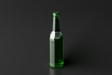 Beer bottle 500ml mock up on black background.