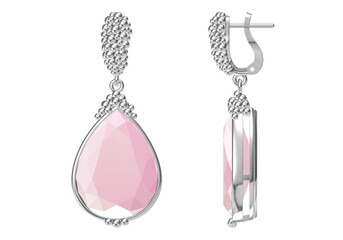 Beautiful earrings on white background. 3D Rendering.