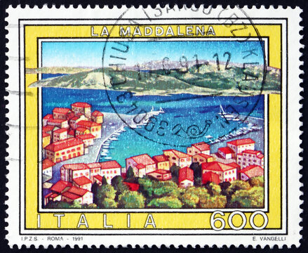 Postage stamp Italy 1991 La Maddalena, town