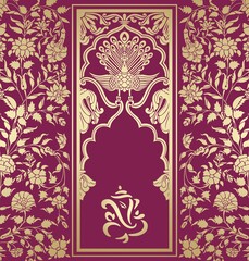 Ganesha, traditional Hindu wedding card, royal Rajasthan, India	