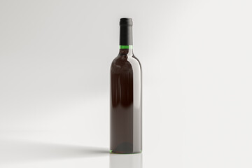 Red wine bottle 750ml mock up with blank label on white background.