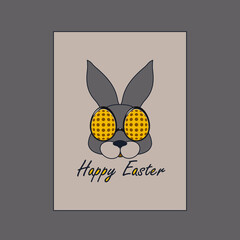Gray bunny with yellow glasses
