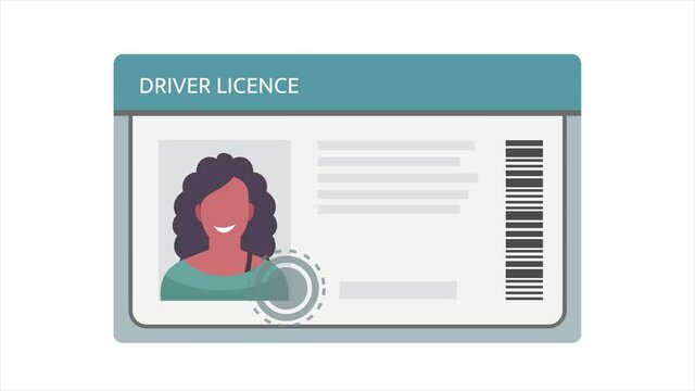 Driving license animated illustration for ads and promos. Drivers document.