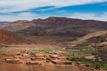 A small traditional village in the Atlas Mountains region, in Morocco, North Africa.