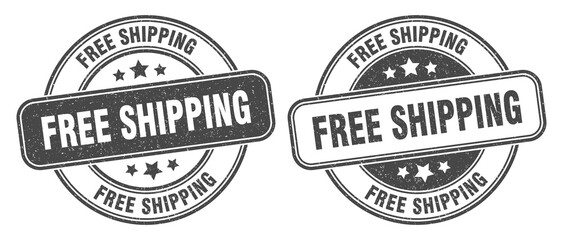 free shipping stamp. free shipping label. round grunge sign