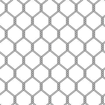 Chicken wire pattern. A vector seamless pattern with chicken wire in great condition. Black and white illustration.