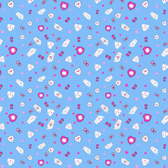 cute cat repeat pattern for fabric, fashion, print, wallpaper, textile design