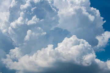 Naklejka na ściany i meble Blue sky white clouds sunny day nature abstract art background