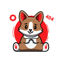 sad korgi vector illustration error 404