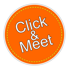 Click and Meet sticker on white background - illustration