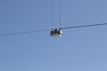 street light on blue sky