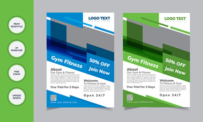 Modern Gym Flyer Templates with
illustrations Vector  Template.