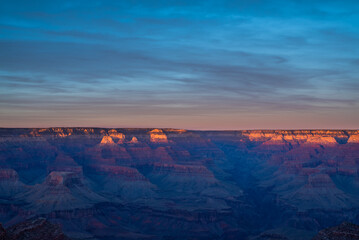 Beautiful vibrant colourful sunset landscape of Grand Canyon National Park scenic view 