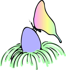 butterfly and egg. Easter hand draw. EPS