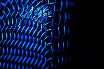 Close up macro wire mesh texture on audio microphone head