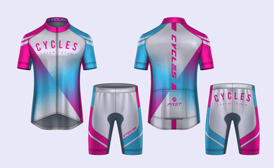 Cycling Jerseys mockup,t-shirt sport design template,uniform for bicycle apparel.