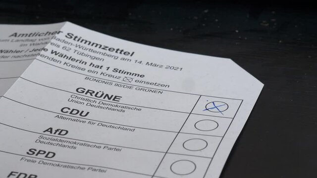 Ballot paper for the Landtagswahl 2021 in Baden-Württemberg, Germany