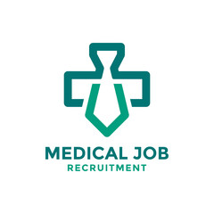 Obraz premium Abstract medical job recruitment logo design template. Monogram style of tie shape combined with medical cross.