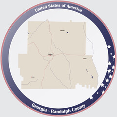 Large and detailed map of Randolph county in Georgia, USA.