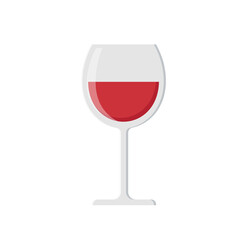 A glass of wine isolated on white background. Flat vector illustration