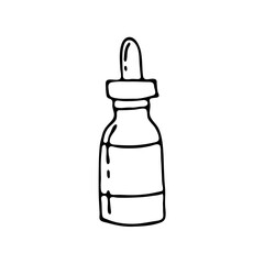 Doodle image of a cosmetic bottle. Hand-drawn illustration. Vector image for various designs.