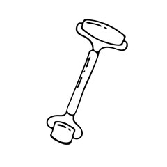 Doodle image of facial massager. Hand-drawn illustration. Vector image for various designs.