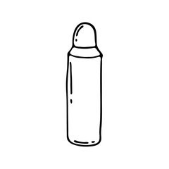 Doodle image of a cosmetic bottle. Hand-drawn illustration. Vector image for various designs.